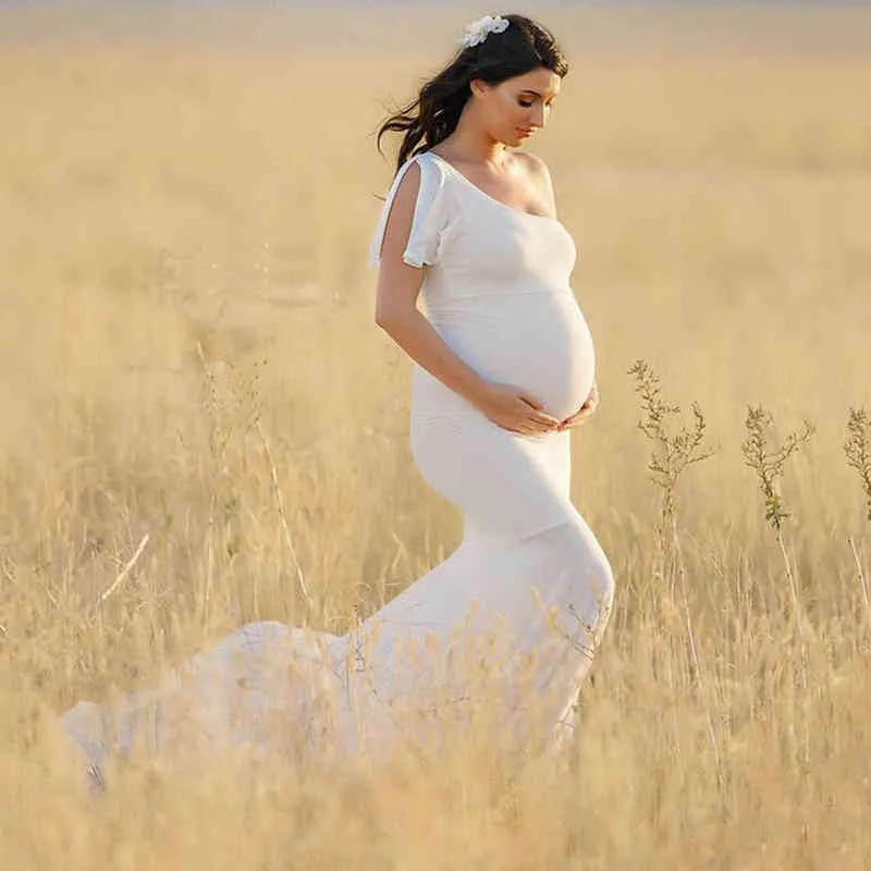 Женщины беременные фотосессии от плеча без рукавов беременных с твердым платьем для беременных женщин G220309