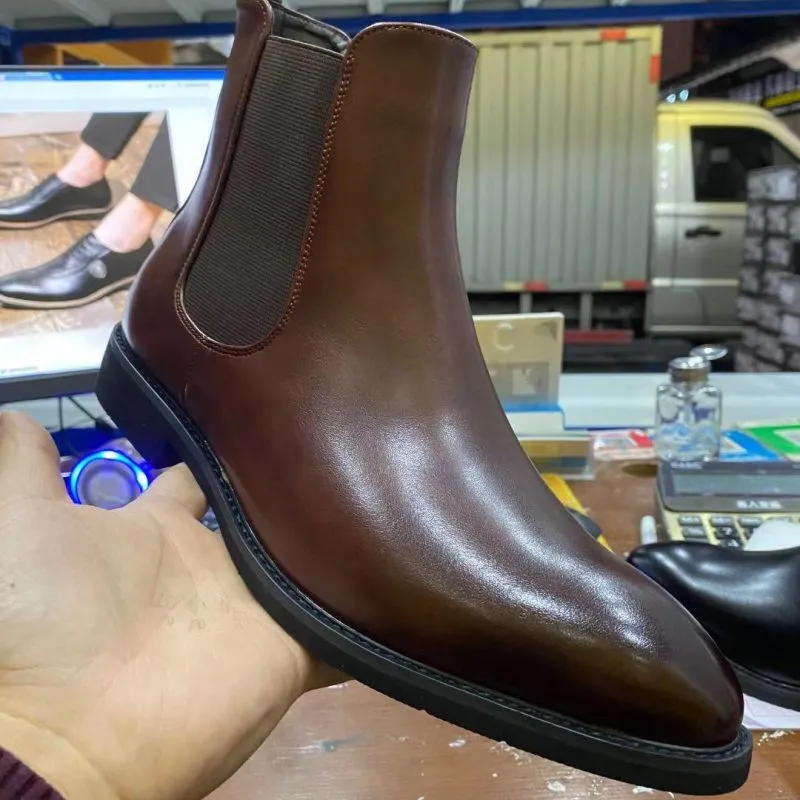 Mänskor Ny högkvalitativ ankel Boot Male Vinage Classic Dress Chelsea Winter Zipper Boot Size Shoes 38-48 HA099