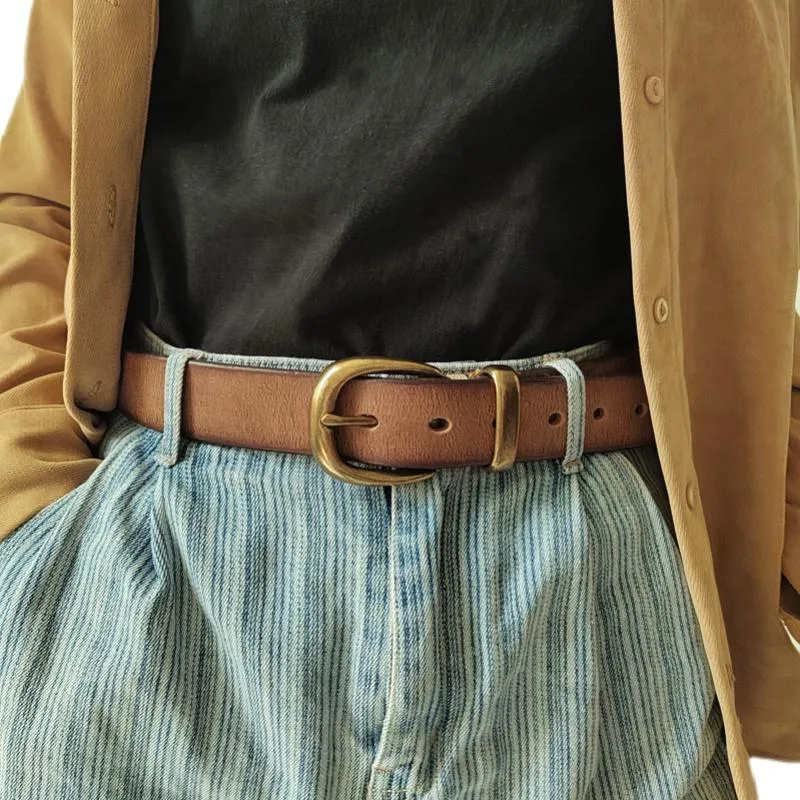 Cinture cinture retrò fatte a mano in ottone in ottone in ottone vera cintura vera cintura in pelle designer jeansbelts200s