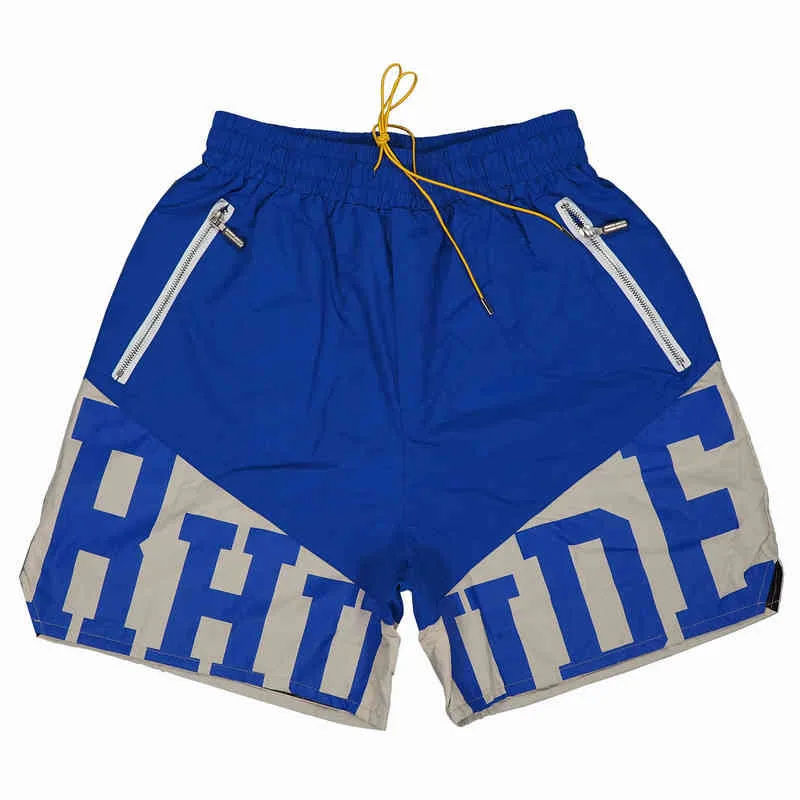 RH Shorts Correct 22ss American High Street Rhude Stitched Lettered Casual Loose Short Cropped Men's And Women's Outdoor Leisure Hip-hop Fashion Basketball Pants
