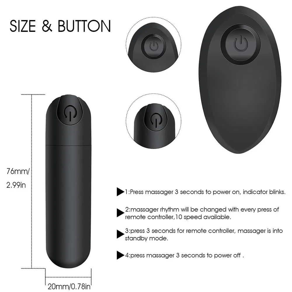 Remote Control Powerful 10 Speed Mini Bullet Vibrator Dildo Vibrators sexy Toys For Women G Spot Clitoral Stimulator USB Charging