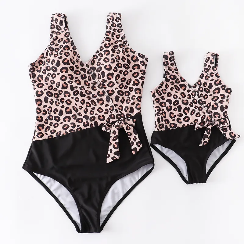 Girlymax Summer Baby Girls Children Clothes Mommy & Me Stripe Floral Leopard Swimsuit Bikini Boutique Set Kids Clothing 220803