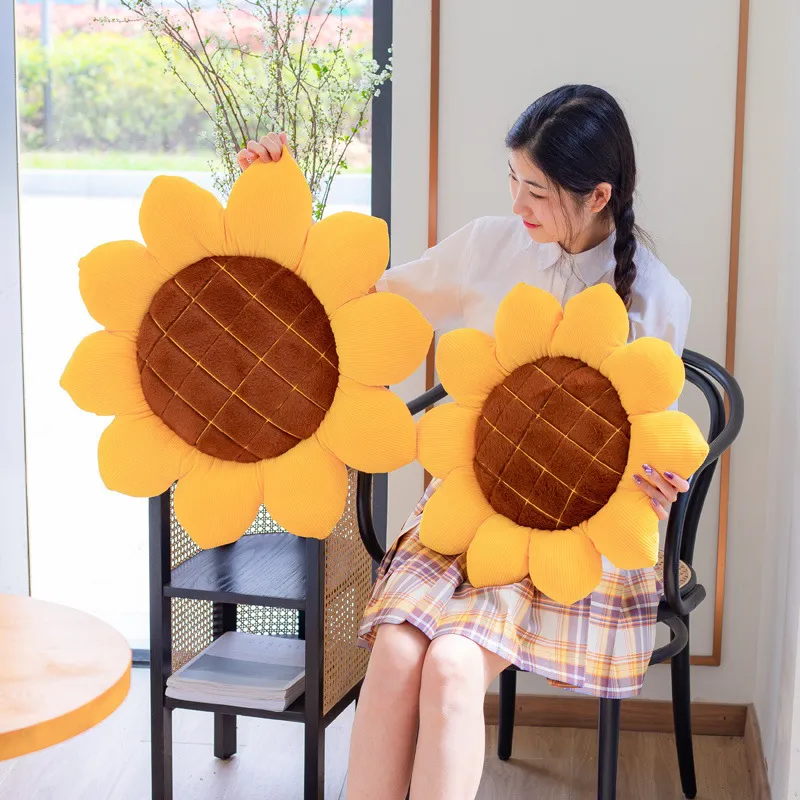 40 50 70 cm peluche tournesol en peluche plante siège coussin fleurs décor oreiller accessoires pour canapé chaise intérieur sol 220531