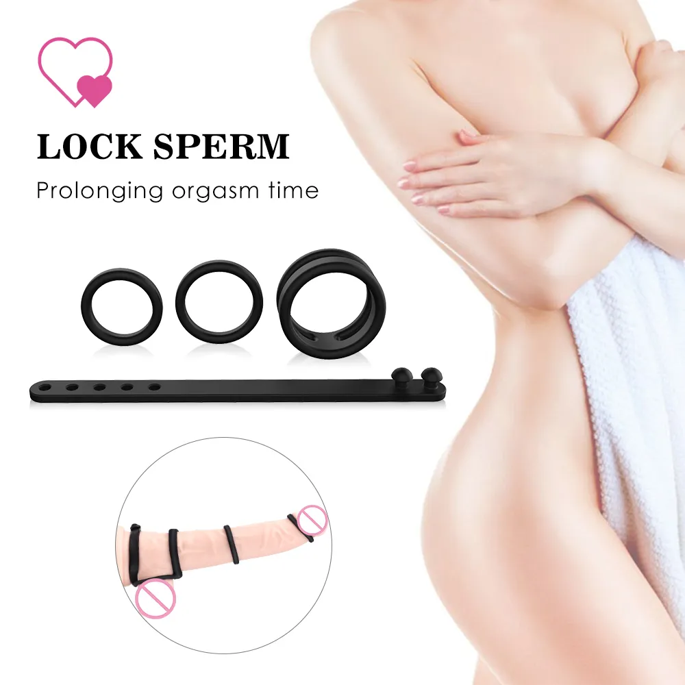 Silicone Dual Cock Rings Lock Penis ereção atrasando a ejaculação aumentando o brinquedo sexy mais difícil para homem ou casais