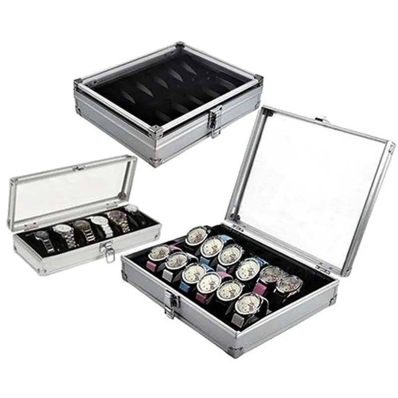 6 12 grilles boîte de montre montre-bracelet vitrine Durable emballage titulaire bijoux Collection stockage organisateur 220624