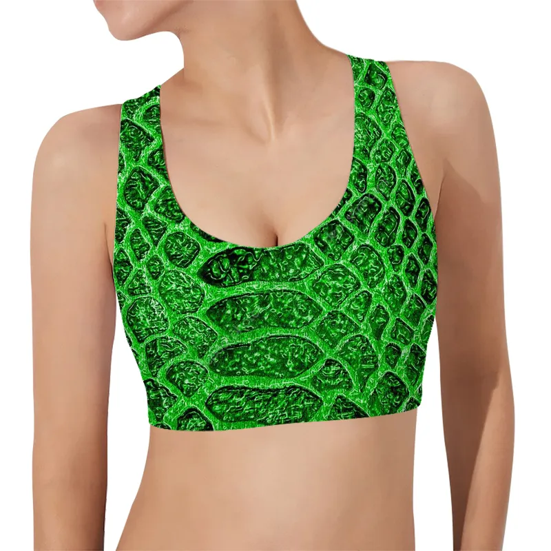 Fashion Women Sports Vest Snake Skin Cosplay 3D Print Sports Bra Yoga Running Female Fitness Casual Sleeveless Tops W220617