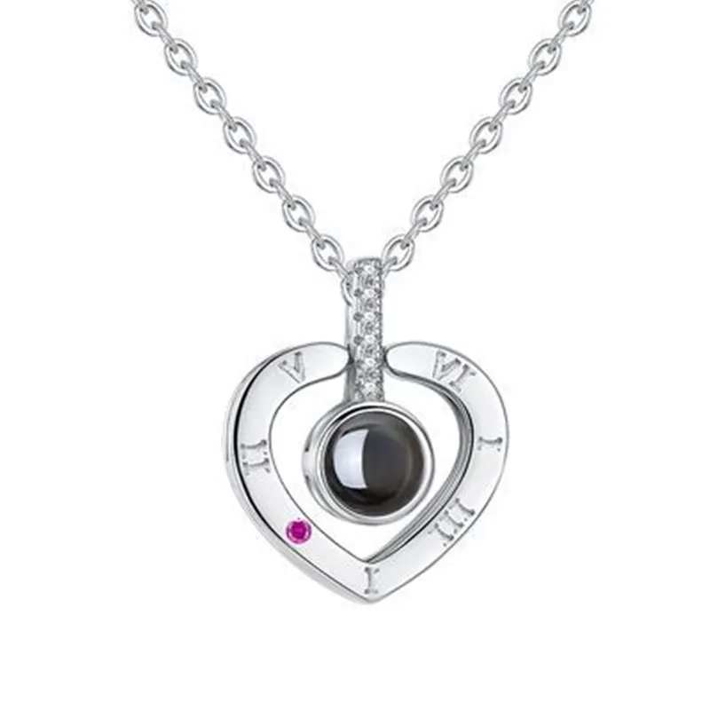 100-Sprachen-Herz-Liebes-Anhänger-Halskette mit Diamant-Schmuck, Geschenke für Mutter/Oma, Enkelin, Frauen und Mädchen