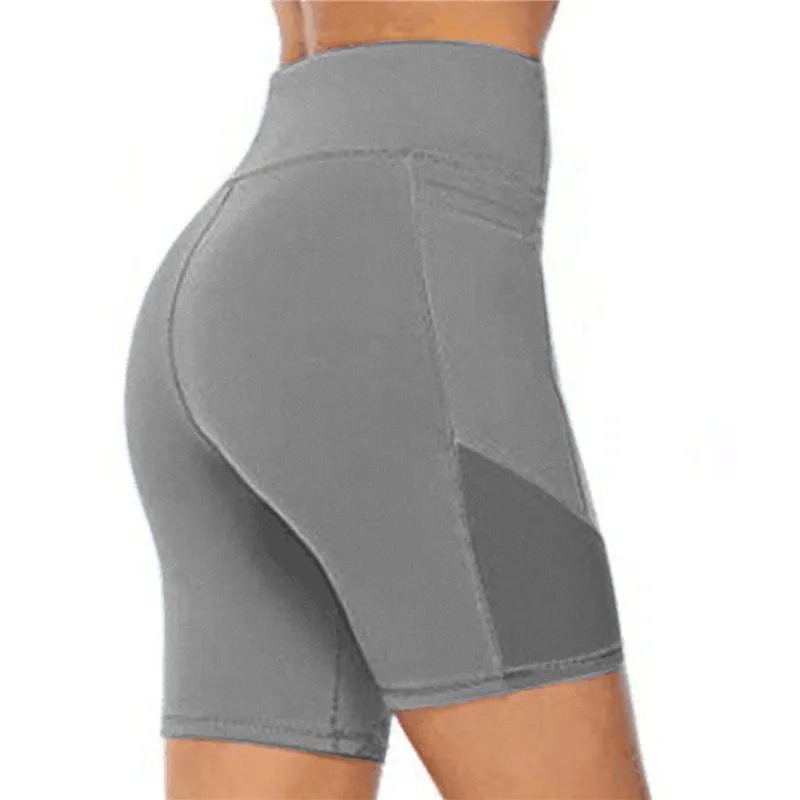Femmes Gym Shorts taille haute levage Push Up serré sport Leggings téléphone poche Jogging course Fitness Yoga pantalon 220629