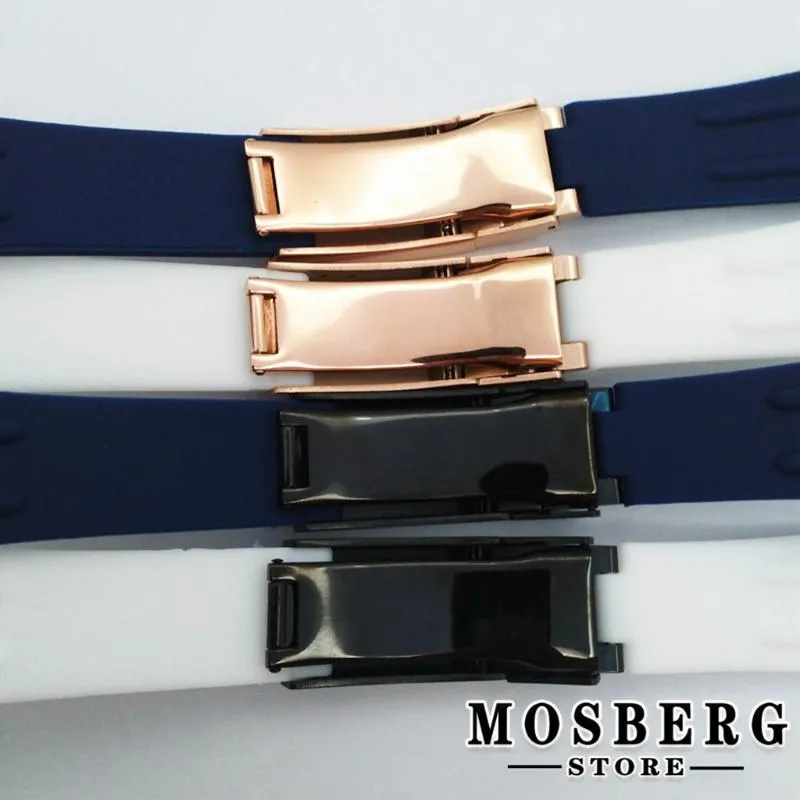 Watch Bands cinghia 20mm di alta qualità di alta qualità bianco bianco colore blu color gomma in acciaio inossidabile orologi accessori parti252l