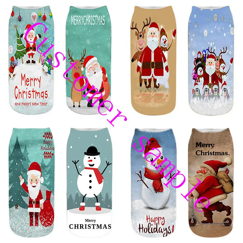 Custom Factory Direct Cotton Socks Funny Casual Low Ankle DIY Cat Dog Landscape Portrait 3D Printed Sock Women Men Unisex 220707