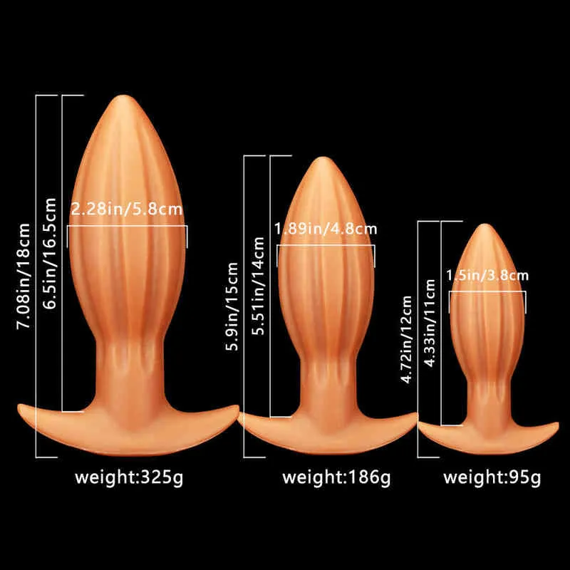 Dildos 3 Size Anal Sex Toys Large Butt Plug Dilatador Prostata Massager for Men Woman Gay Adult Anus Expansion Stimulator Beads 0803