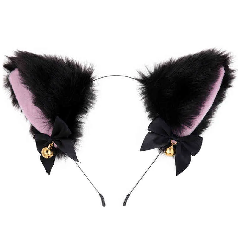 Fox Anale plug seks speelgoed Foxtail Bow Metal Butt Anal Plug Cute Bow-Knot Soft Cat Ears Hoofdbanden Erotische cosplay Paren Accessoires Y220427