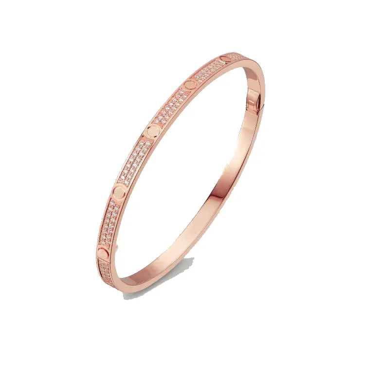 Thin MOVE BRACELET full diamond screw designer Bangles fashion Jewelry Womans Designer 3 65mm Rose Gold platinum bracelets for wom288T