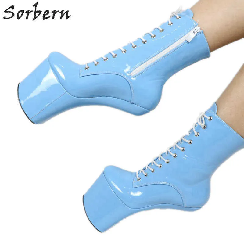 Sorbern 20 cm Bottes de cheville HOELLESTES pour femmes chaussures de plate-forme cosplay Unisexe Dragqueen Booty Extreme High Heels Vamp Cos Shoes