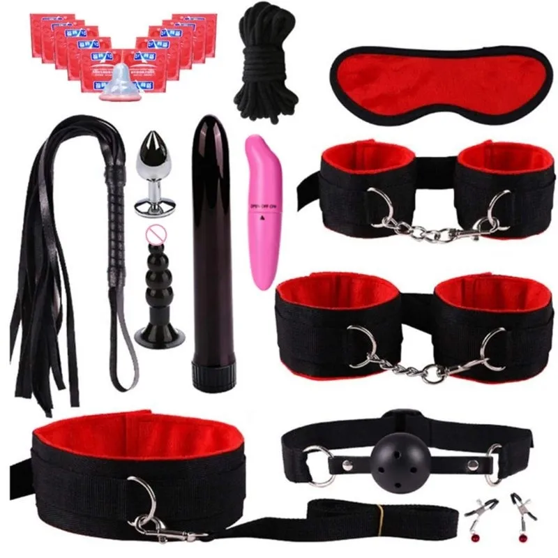 K5DF 22 stks Vintage sexy BDSM Kraag Handboeien Ketting Slave Touw Bondage Set Fetish Speelgoed voor Vrouwen Koppels SM Speelgoed