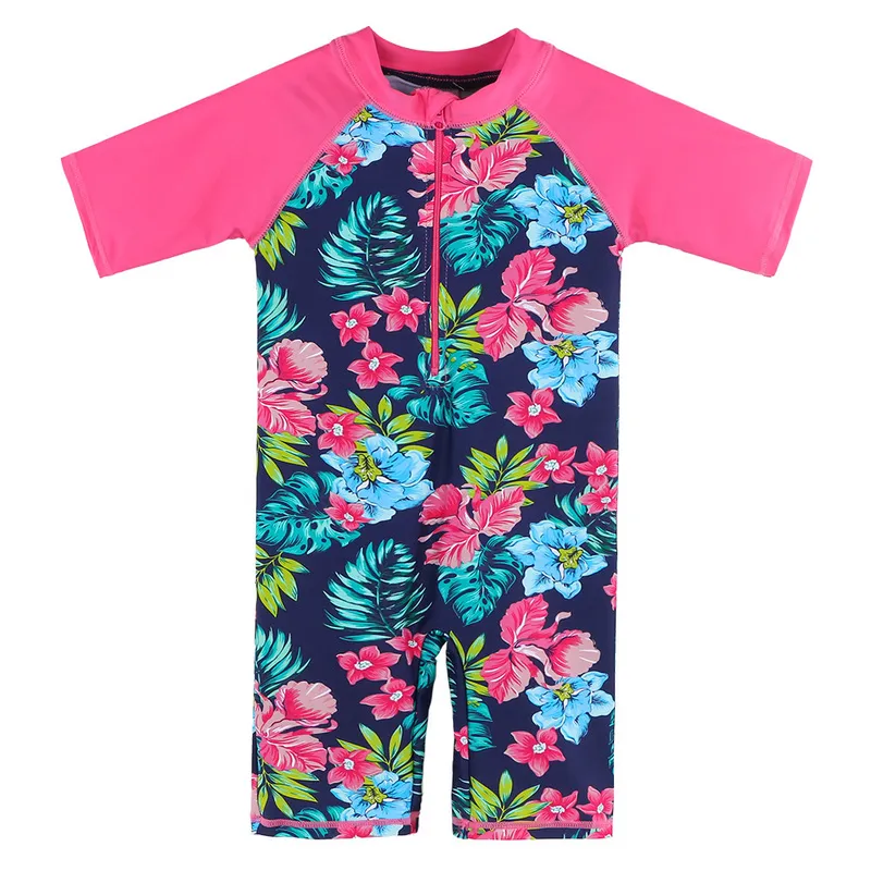 BAOHULU Marine Floral Enfants Maillot de Bain UV UPF50 À Manches Courtes Enfant Maillot De Bain Filles Enfants Maillot De Bain Maillots De Bain pour 2 11 Ans 220530