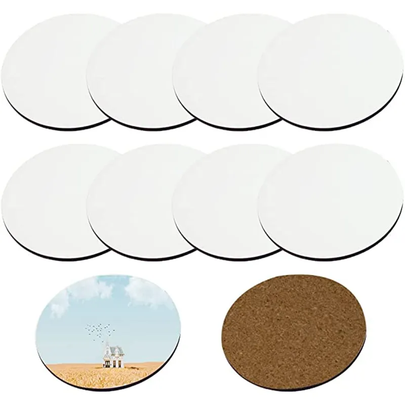 White Blank MDF Coaster Round Custom Print Photo Sublimation 10x10cm Wooden Coasters For Drink Portable Home Supplies sxmy6