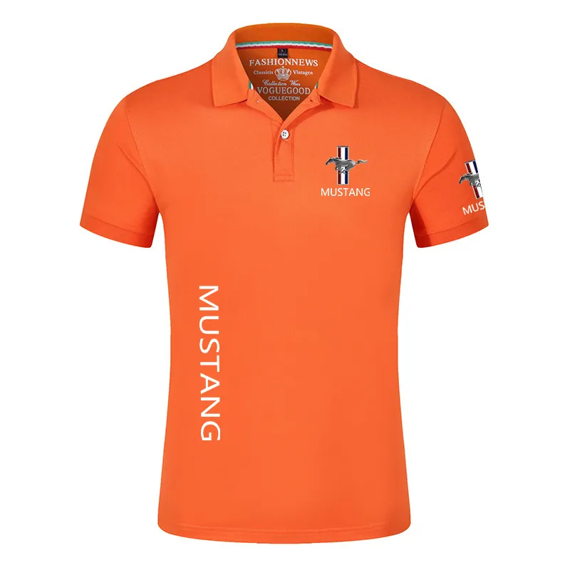 Été Mustang Polos Hommes Manches Courtes Marque Classique Mâle Coton Casual Sport Couleur Unie Personnaliser Homme Tops T-shirts 220621