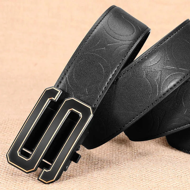 S lettre ceinture hommes en cuir boucle automatique mode affaires ceintures hommes mode décontracté formel pantalon ceinture