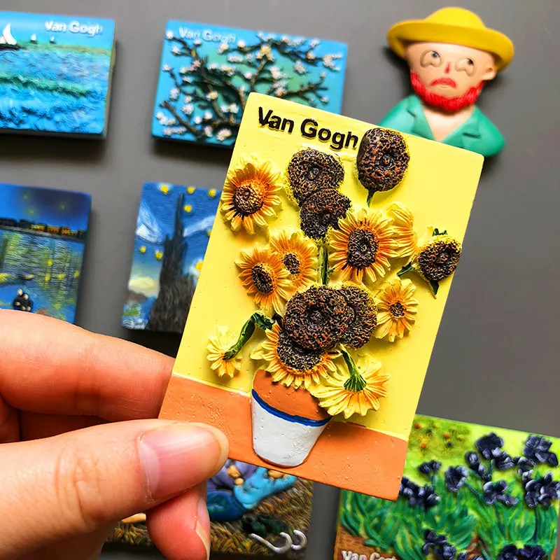 Cartoon Van Gogh hars koelkast plakken koelkastmagneet magnetische creatieve 3D kamer decoratie collectie geschenken 220426