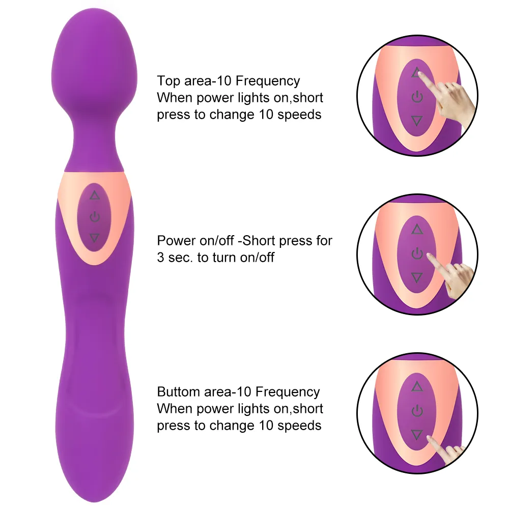 Magic Wand Body Massager 10 Speeds Powerful Big Vibrators Double Head Shock Clitoris Stimulate sexy Toy For Woman