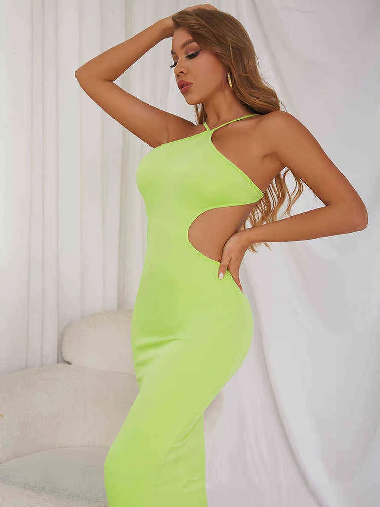 Elegante Sexy Backless Bandage Maxi Kleider für Frauen 2022 Mode Sommer Gestrickte Bodycon Runway Club Party Lange Kleid Kleidung Y220413