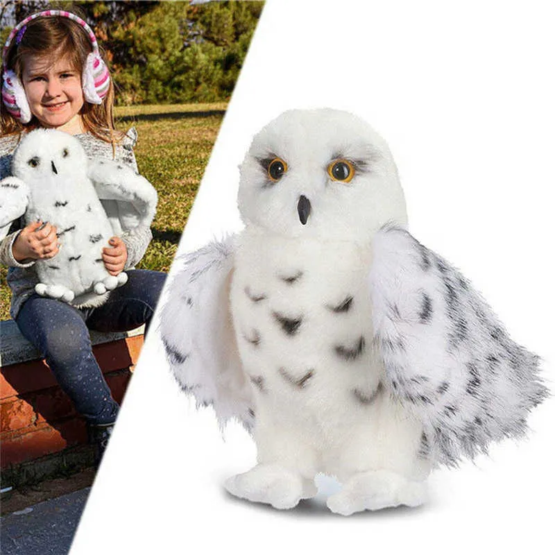 Quality Premium 3 Size Douglas Wizard Snowy White Plush Hedwig Owl Toy Potter Cute Stuffed Animal Doll Kids Gift 7.5 inch 10 inch 12 Inch