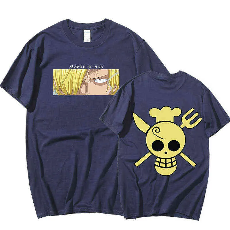 2022 Anime قطعة واحدة من Sanji Thirts Harajuku Fashion Tees Summer Summer Severed Sould Lose Disual Man Tops Hig Hop Tops Y220426