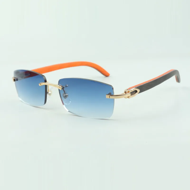 Plain sunglasses 3524012 with orange wooden sticks and 56mm lenses for unisex2987