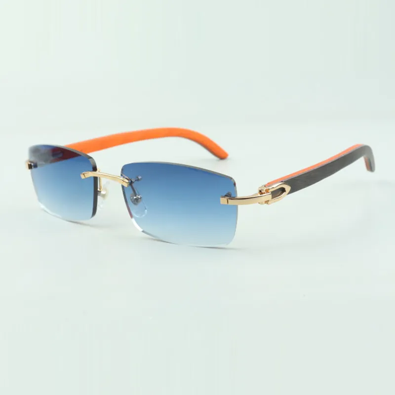 Vanliga solglasögon 3524012 med orange träpinnar och 56 mm -linser för unisex2987