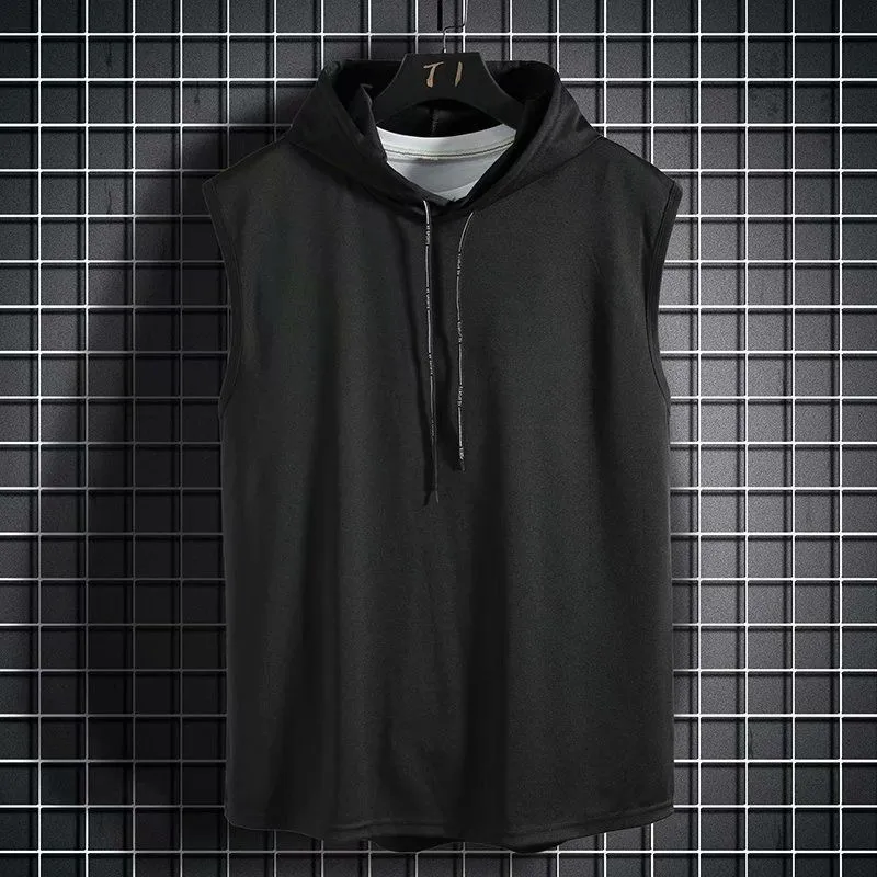 Summer Mens Muscle Hoodie Vest Sleeveless Bodybuilding Gym Workout Fitness Shirt High Quality Hip Hop Sweatshirt Men S TOPS 220624