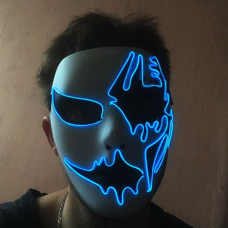 Neon Light LED Mask Halloween Spaventoso Cosplay Party Masquerade s Costume Glow Puntelli 220715