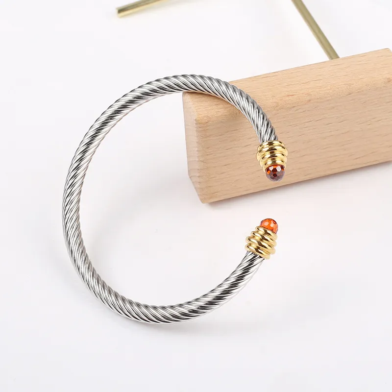 Bangle open designer bracelet Crystal Diamond Adjustable Cable bracelets designer women's Titanium Steel love bangles311G