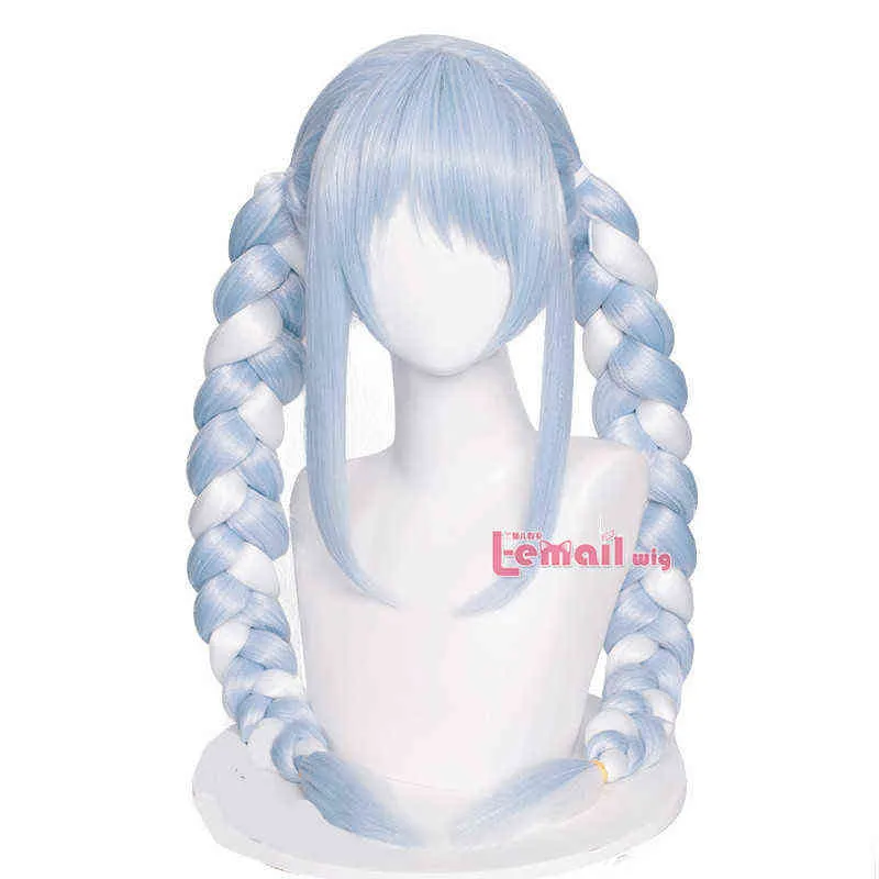 Parrucca L-e-mail Hololive Usada Pekora Parrucche Cosplay Parrucca Youtuber Capelli lunghi intrecciati Coda di cavallo Blu Resistente al calore Sintetico220505