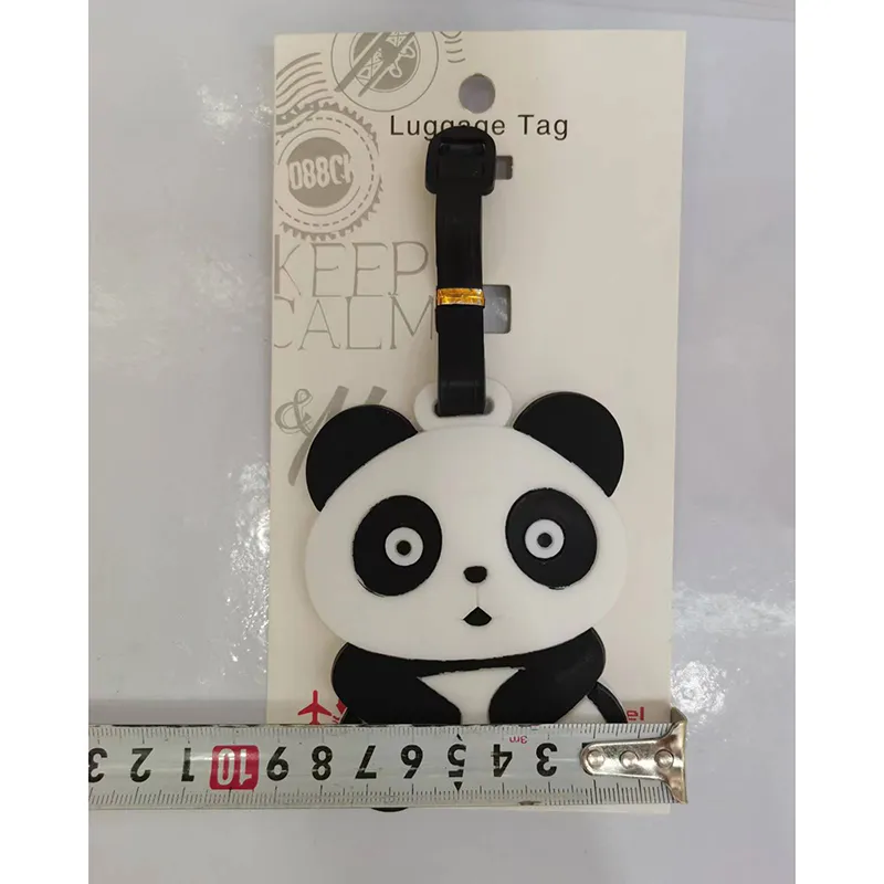 Criativo pvc panda bagagem tag chaveiro festa favor portátil dos desenhos animados etiqueta de viagem keyring5743168