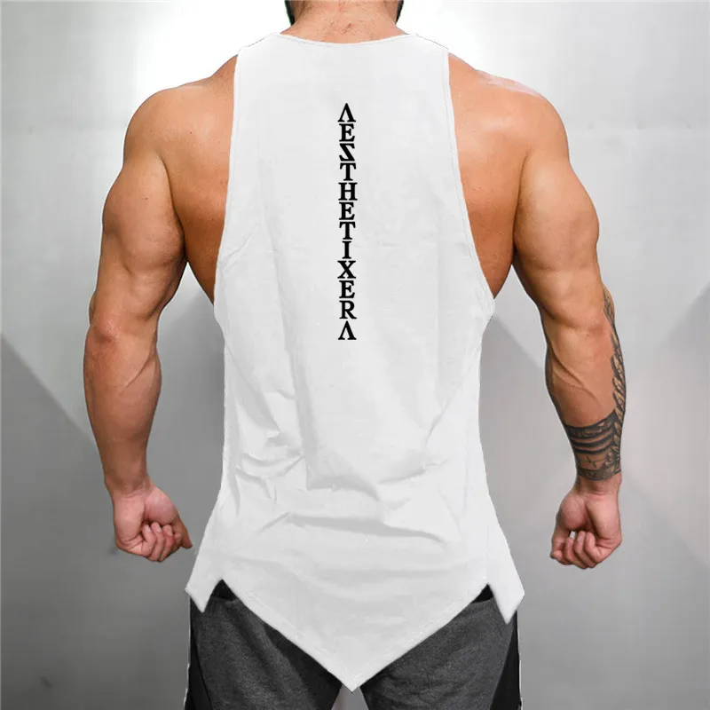 MuscleGuys Gym Stringer Clothing Bodybuilding Tanktop Men Fitness Singlet Mouwloos shirt Solid katoen Undershirt Spiervest 220624