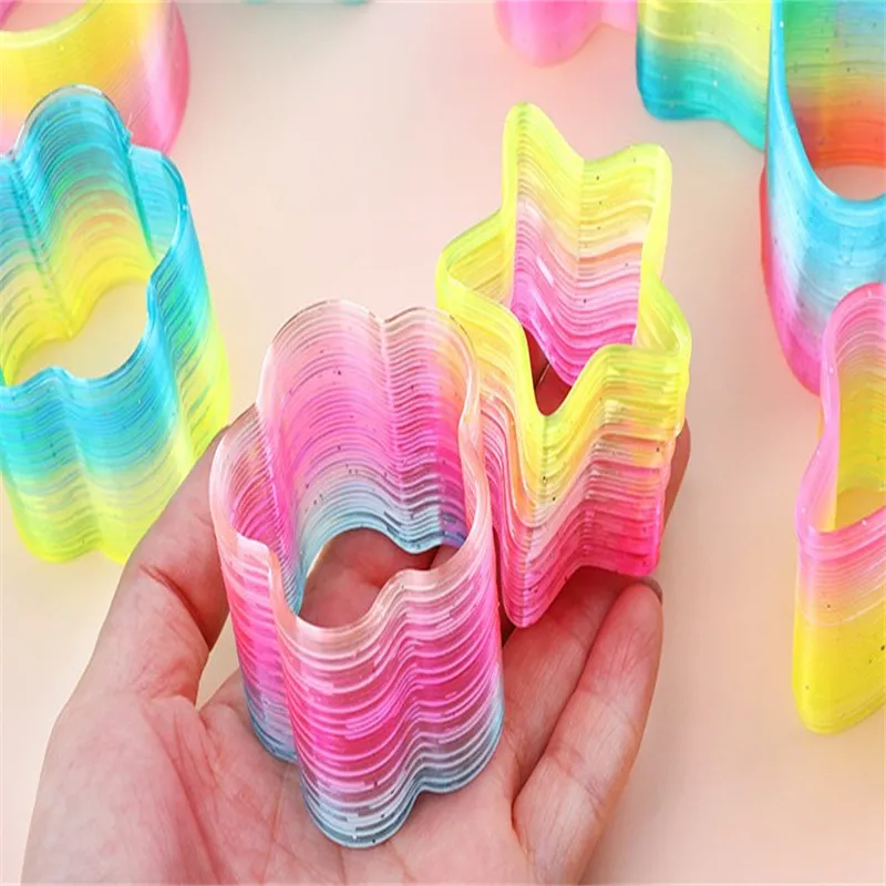 lot 45cm multishaped Magic Plastic Colorful Bounce Rainbow transparent Spring Funny Classic toy for children 2203258723264