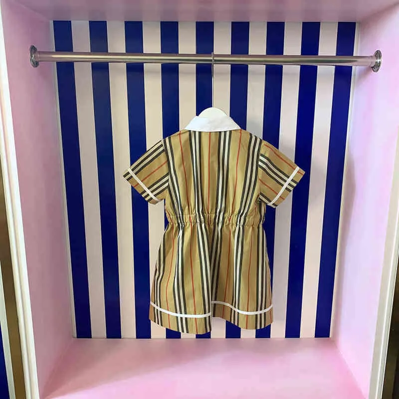 Дизайн бренда 2022 летняя детская одежда для девочек Новая детская полоса с коротким рукавом с коротким рубашкой для розыгрыша платье для девочек y220510