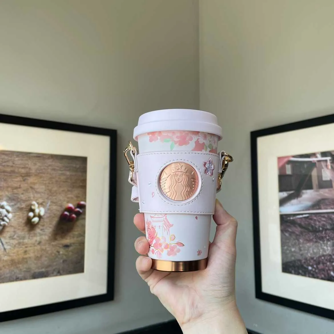 2022 Starbucks Cup Cherry Blossoms W Pełnym Bloom, Kwiat Proszek Zapach Cherry Mark Szkło słomy izolowany Wody Cup