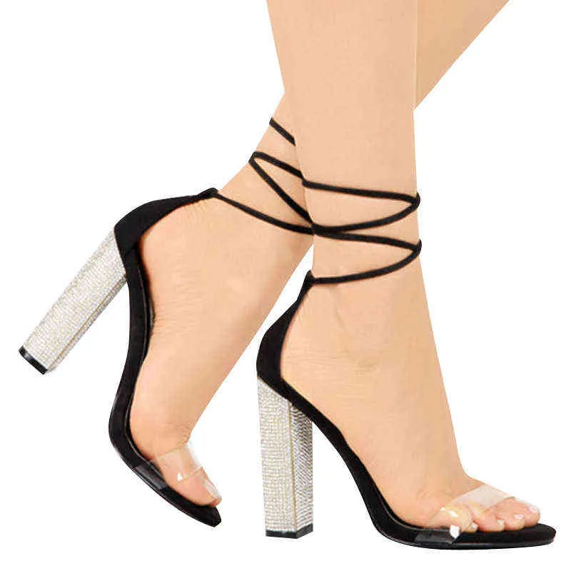 Roman Buckle Strap Shoes Women Sandals Sexig Gladiator Pet Peep Toe Sandaler Diamonds High Heels Ankel Cross-Strap Sandals G220516
