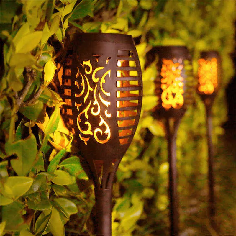 LED LED Solar Flame Torch Lights Outdoor Flashing Planking Solar LED LED Light Garden Terrace Decoração da paisagem Lâmpada J220531