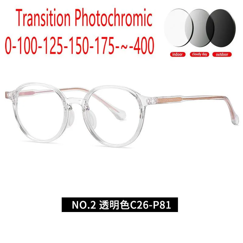 Sunglasses Outdoor Round Women TR90 Men Optical Myopia Glasses Ladies Pochromic Prescription Eyewear Diopter FML304c