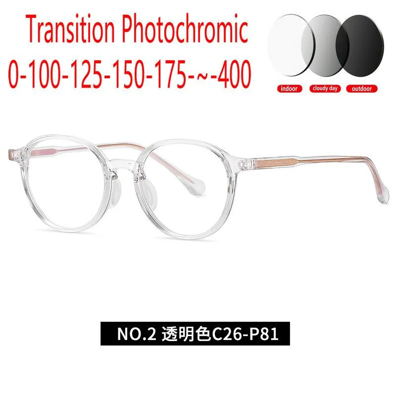 Sunglasses Outdoor Round Women TR90 Men Optical Myopia Glasses Ladies Pochromic Prescription Eyewear Diopter FML351d