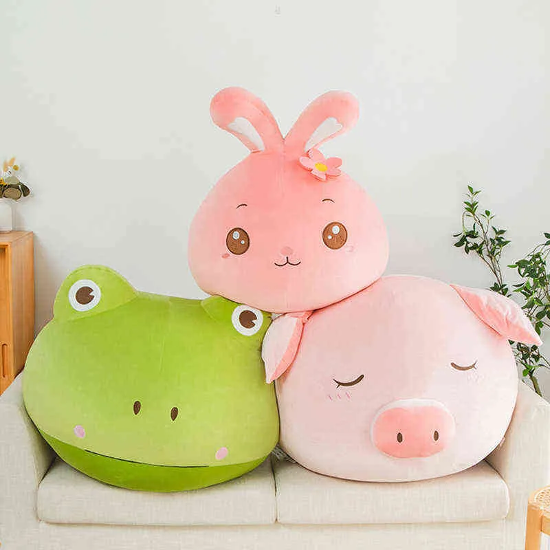 CM Frog Bunny Pig Cartoon Heads Pop Ultra Soft Short Plush Sofa Cushion للأطفال Sit J220704