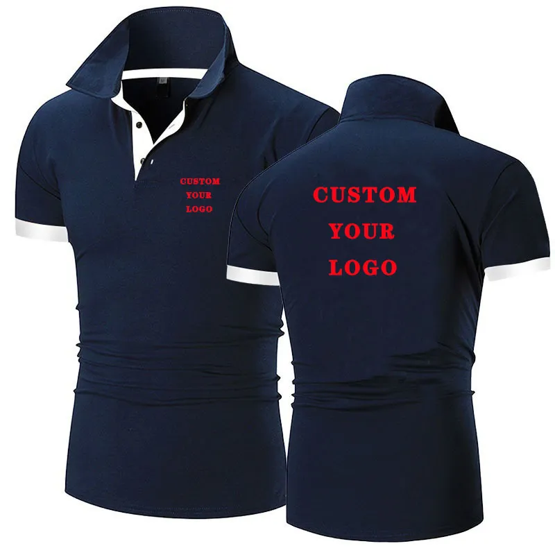 Zomer heren polo T-shirt korte mouw op maat streetwear contrasterende kleur tops 220608