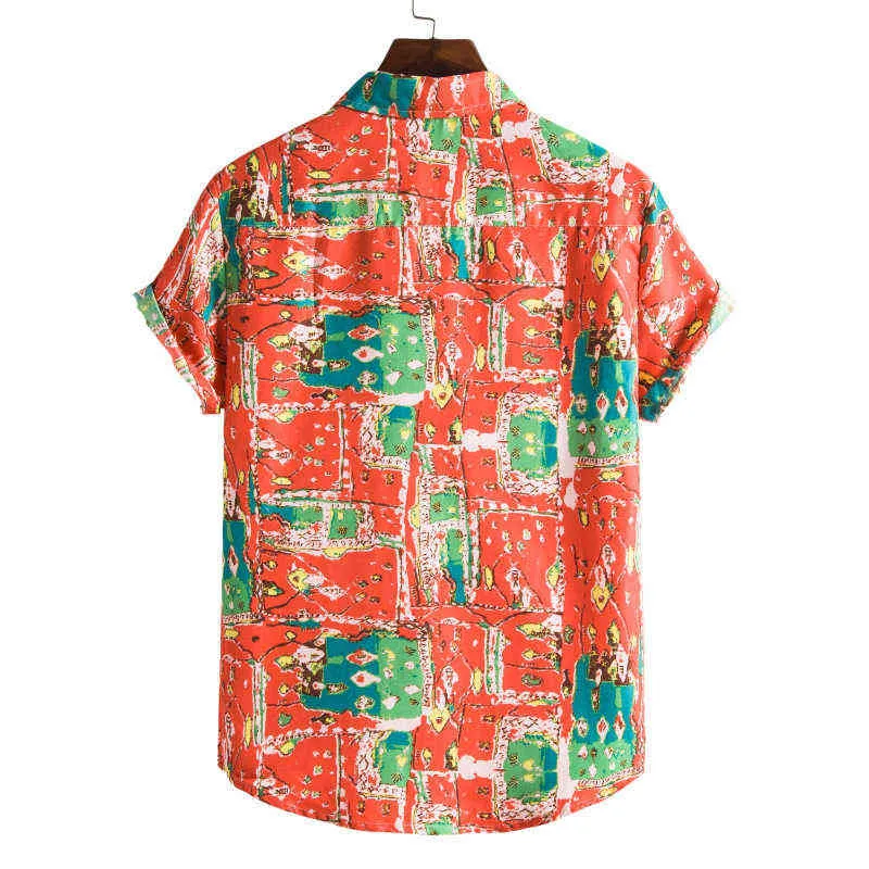 Camicia hawaiana floreale da uomo Abbigliamento da spiaggia Camicia Aloha da uomo Party Casual Button Down Manica corta Camicie da spiaggia Maschile Chemise Homme 3XL L220704