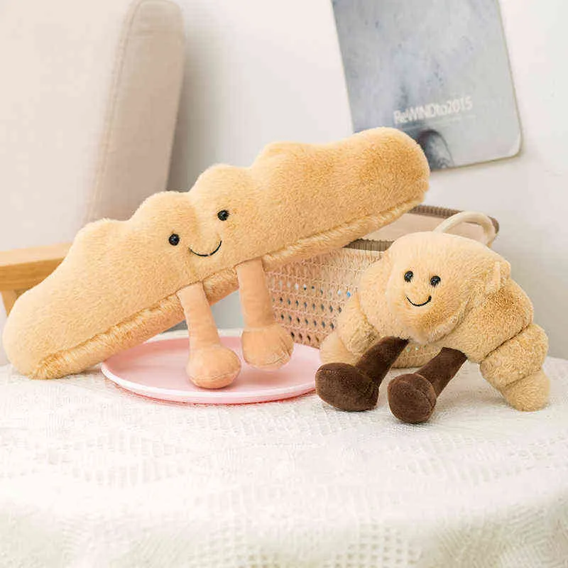 Creative Food Bread Series kramar kawaii burrito croissant baguette plysch dockor fyllda mjuka leksaker för barn flickor dekor j220704