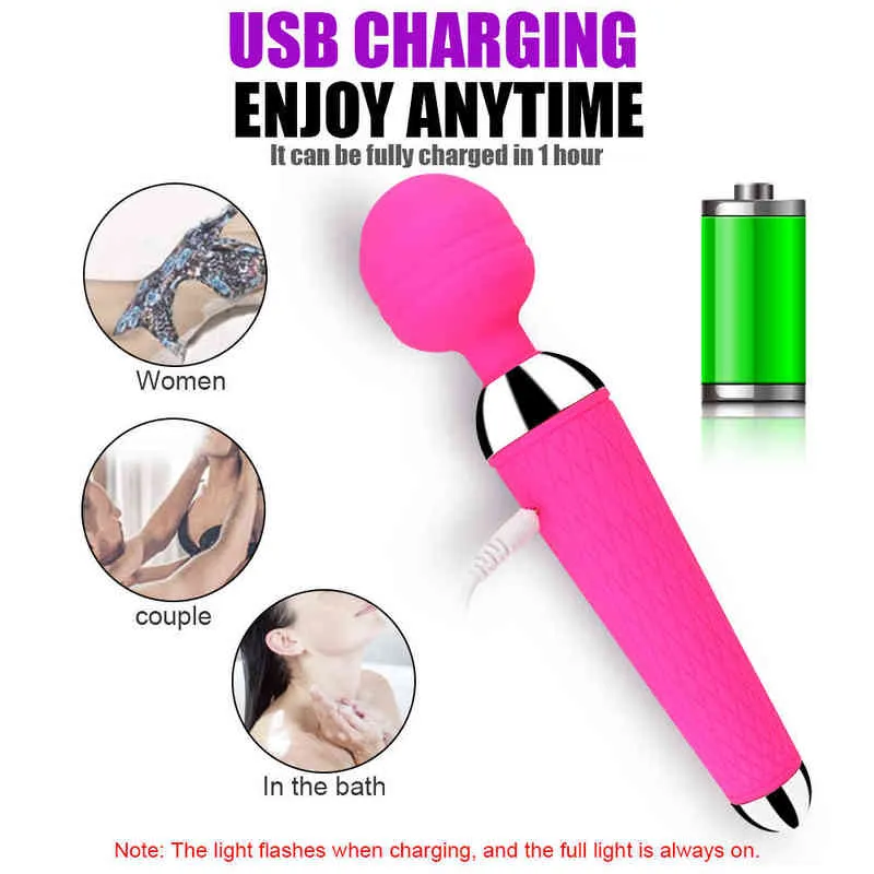 Nxy vibratorer kraftfulla klitoris USB laddar magi wand av vibrator massager sexuell wellness erotiska sexleksaker för kvinnor vuxna produ8308092