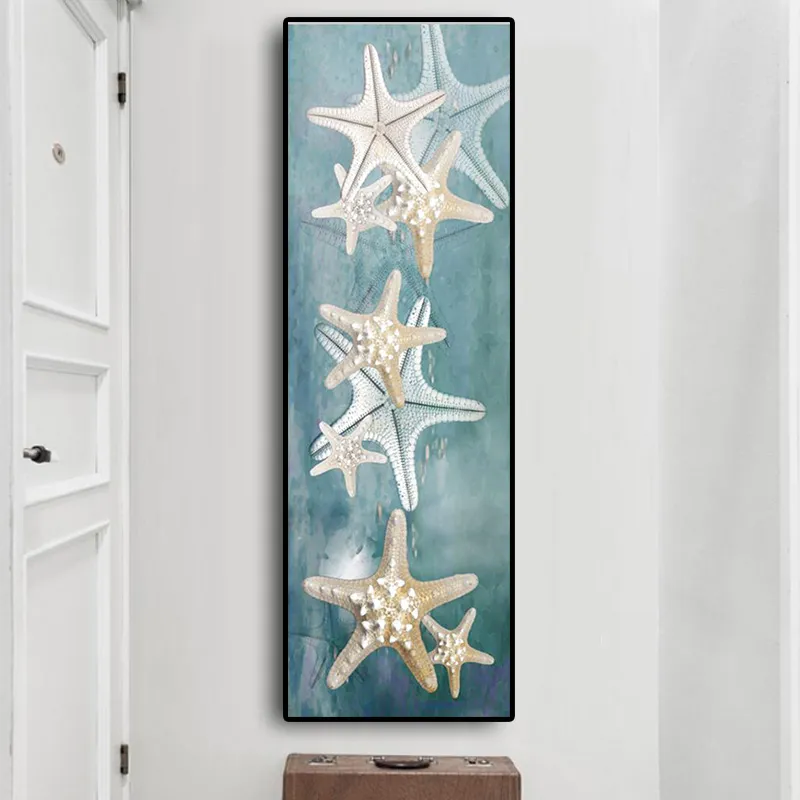 Arte de tela Resumo Still Life Starfish Sand Dollar Dollar Seases Pintura a óleo Poster de parede de parede moderna para sala