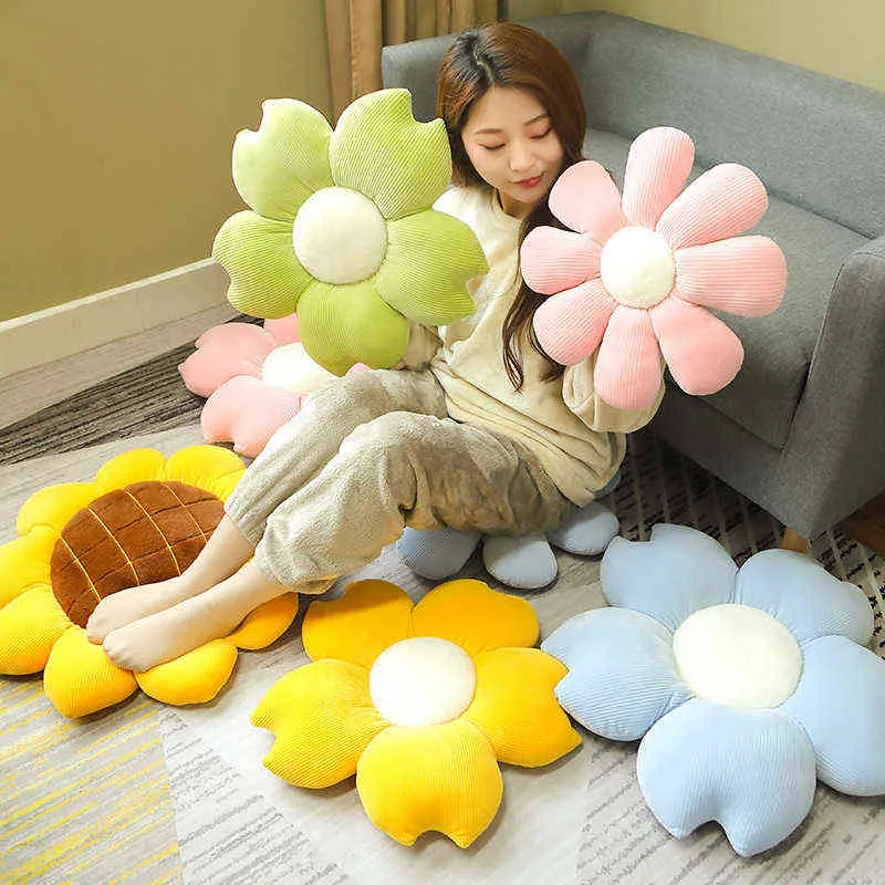 Cm kleurrijke bloem pluche kussenspeelgoed zachte cartoon plant gevulde kersenbloesems stoel mat zachte sofa verjaardag geschenken j220704